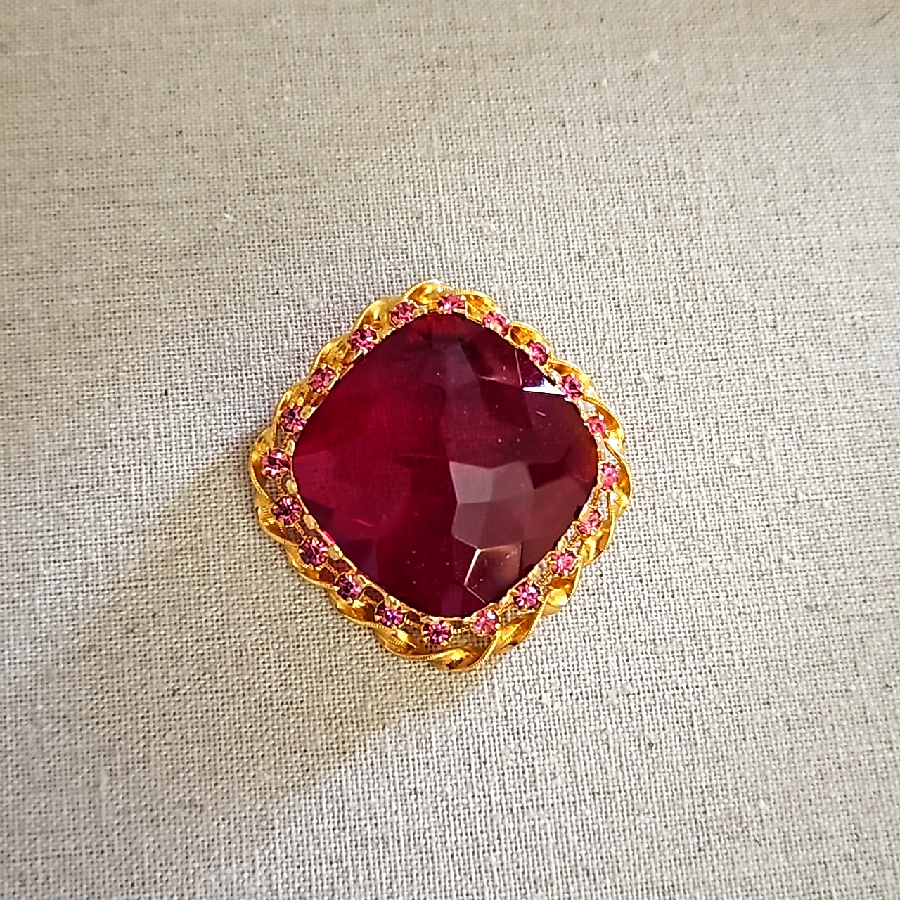 Vintage Large Pink Sapphire Brooch